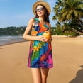 thumbnail image 3 of Easygdp Vibrant Parrot Splash Art para Vestido Transpirable de Mujer, Vestido Suelto de Manga Corta con Pliegues y Bolsillos para el Verano, 3 of 7