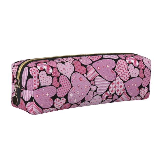Disketp Sweet Heart Estuche de Lápices de Cuero con Cierre, Estuche Compacto para Papelería, Bolígrafos y Accesorios Pequeños
