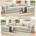 thumbnail image 6 of Muumblus L-Shape Convertible Floor Sofa Bed, Comfy Foldable Modular Sleeper Sectional Couch for Living Room, Bedroom, Beige Corduroy, 6 of 14