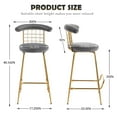 thumbnail image 3 of Bar Stools Set of 2- Modern Kitchen Island Chairs Counter Height Barstools, Luxury Velvet Bar Chairs, Soft Back, Metal Legs, Gray, 3 of 6