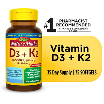 Nature Made  D3 K2 Softgels, Dietary Supplement, 35 Count