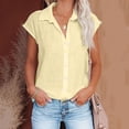 thumbnail image 5 of T Shirts For Women Womens Tops Casual Solid Color Breathable Single Breasted Shirts Short Sleeve Tops, 5 of 7