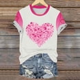 thumbnail image 4 of Fartey Pink Valentines Shirts for Women Cute Love Heart Graphic Tees Loose Fit Short Sleeve Crew Neck Casual Tops Plus Size Holiday Tshirts Pink 3XL, 4 of 5