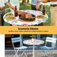 thumbnail image 6 of Elastic Fitted Round Tablecloth, Pink Spring Floral Waterproof Stretch Table Cover for 55"-60" Tables, Flowers Elegant Pastoral Leaves Washable Outdoor Tablecloths for Patio, Picnic, Camping, 6 of 9