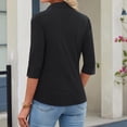 thumbnail image 4 of Womens Button Down Shirt 3/4 Sleeve Wrinkle Free Stretch Collared Dress Shirt Business Casual Work Blouse Black 2XL, 4 of 6