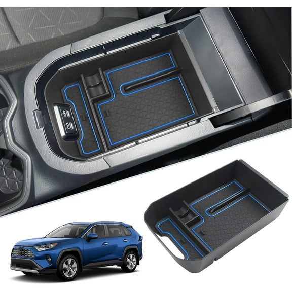 Blue Armrest Storage Tray for Toyota RAV4 2019-2024 Center Console