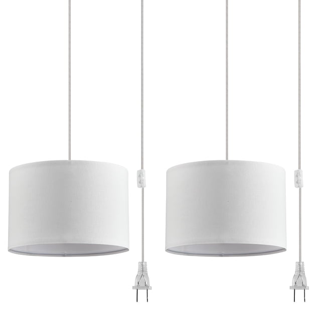 Lámpara colgante enchufable IHENGYANLT con cable de 4,5 m, tela blanca