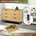 thumbnail image 4 of QuicMiou Fluted 6 Drawers Wood Dresser, 47.3" Wide Modern Chest of Drawers with Metal Legs, Curved Profile Design, Wide Storage Drawer Organizer for Bedroom, Living Room, Hallway, Natural Oak, 4 of 9