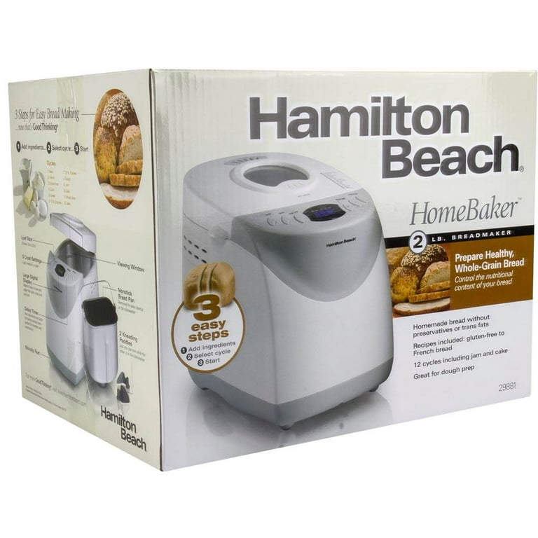 Hamilton Beach Bread Maker Machine, Digital, Programmable, 12 Settings plus  Gluten Free, 2 lb Capacity, White 29981