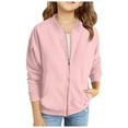 thumbnail image 4 of ZHOGXU Baby Boys Girls Jacket Long Sleeved Solid Color Zip Up Fashion Coat With Pocket For Outdoor Activities,Pink,7-14 Years, 4 of 6