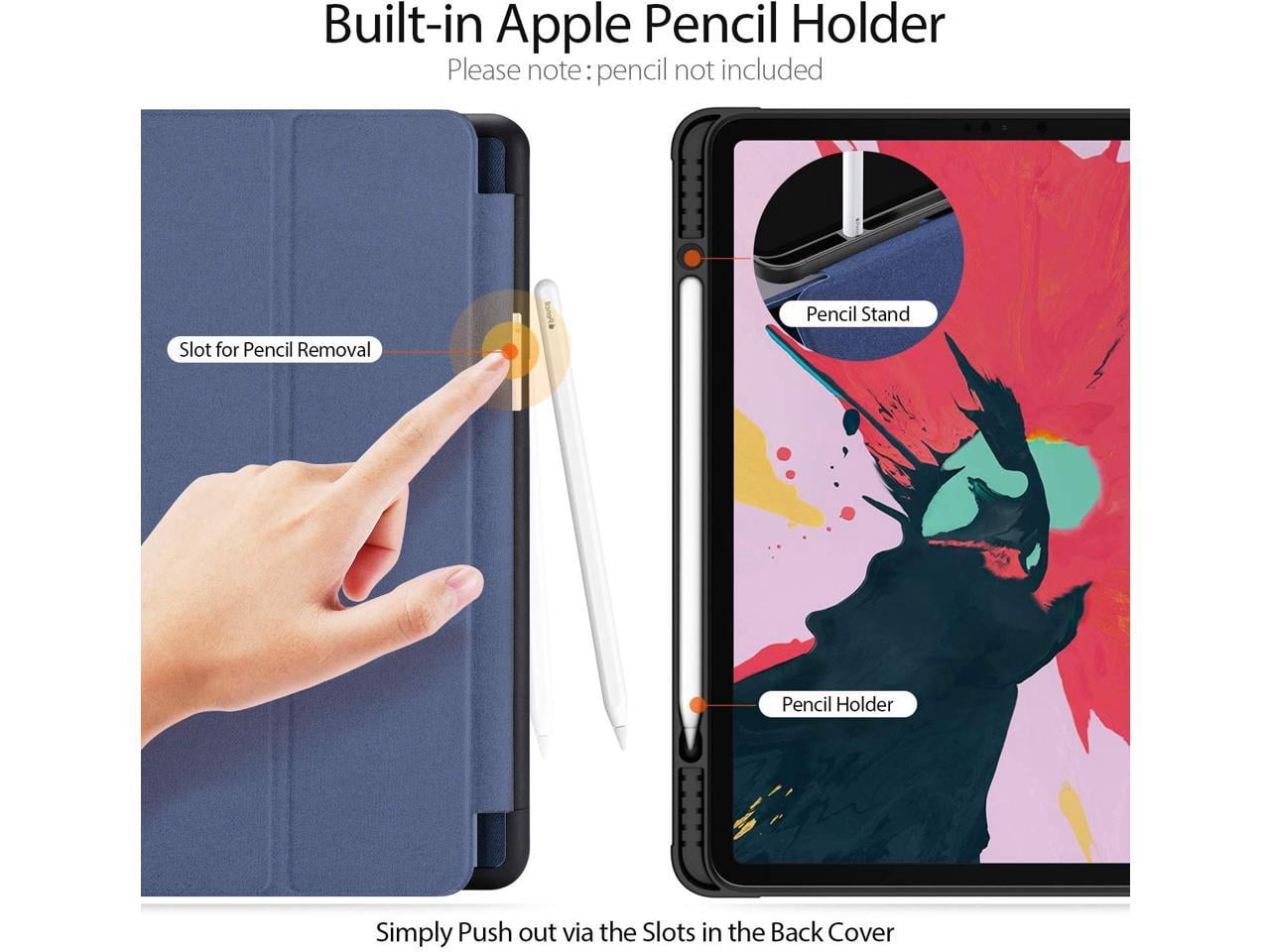 Slim Smart Case for iPad Pro 12.9 2022 2021 2020 6th 5th 4th Generation Support Apple Pencil Charging Soft TPU Protective Stand Cover