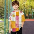 thumbnail image 4 of Favoffer Unisex Kids Summer Geometric Art Graphic Tee Multicolor Stretchy Loose Fit Round Neck Short Sleeve Trendy Top Casual Travel Play Gift 5-15Y, 4 of 7