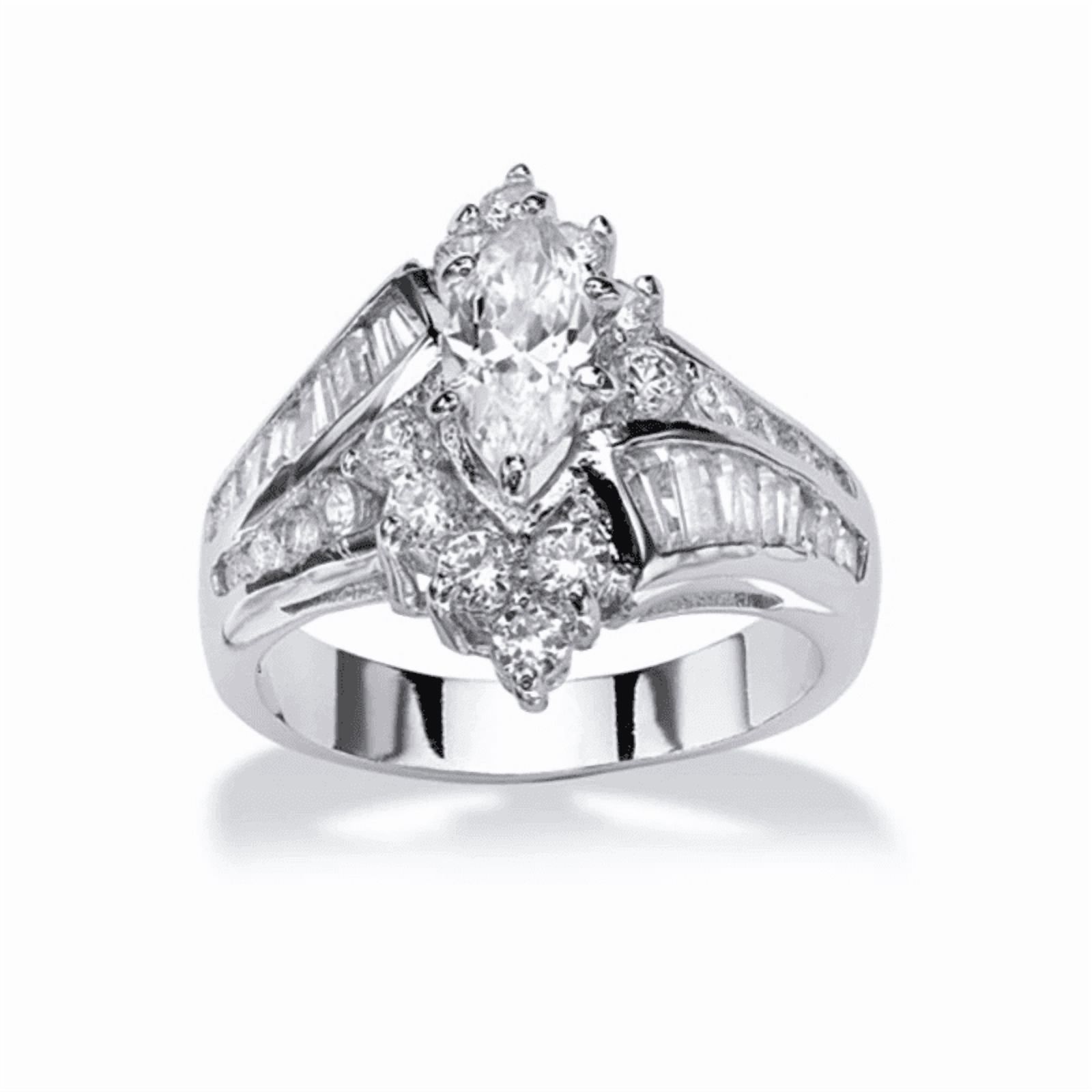 HeartsAndYou 4ct Marquise Cut Moissanite Engagement Ring for Women 18k White Gold over Silver Antique Inspired Stylish