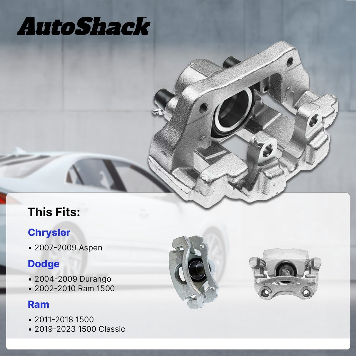 AutoShack Rear Brake Caliper for Ram, Dodge & Chrysler, 1500 2011-2018 Ram 1500 2002-2010 Durango 2004-2009 Aspen 2007-2009, 4WD RWD V6 3.0L 3.6L 3.7L V8 4.7L 5.7L 5.9L, Right