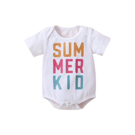 Bagilaanoe Newborn Baby Girl Boy Rompers Letter Print Short Sleeve Bodysuits 6M 9M 12M 18M Infant Casual One Piece Short Jumpsuit