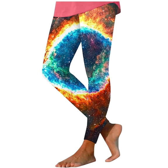 Cavosen Yoga Scrub Pants Stretch Yoga Leggings Space Print Space Print Elastic Waist Sweatpants Fall Pants