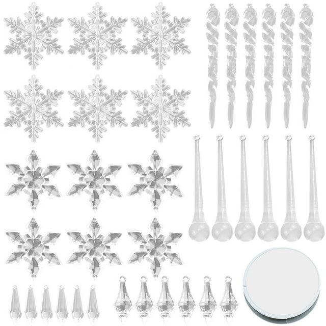 Bangcool 37PCS Christmas Ornament Set DIY Icicle Ornament Snowflake Ornament with Rope