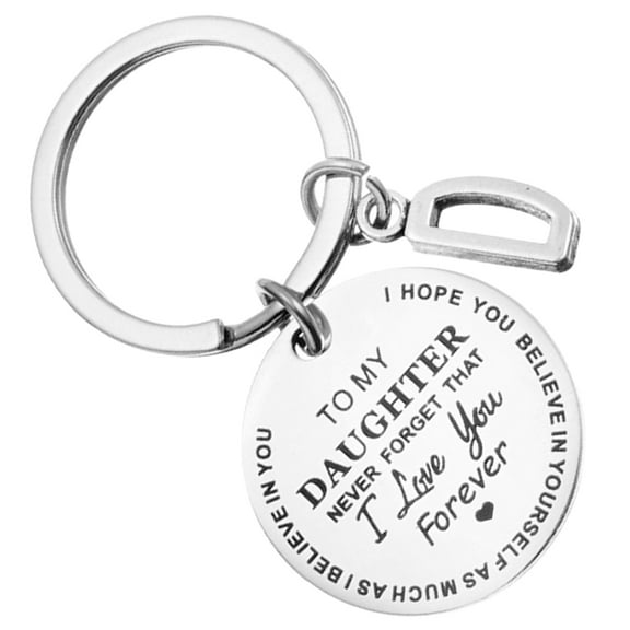 FELTECHELECTR 1Set Small Keychain Accessories for Women Casual Stainless Steel Lettering Design Keyring 6x2.3in