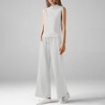 thumbnail image 2 of BLOCLOALO 2 Piece Lounge Set Sleeveless Tops Fashion Solid Color Women's Half Summer Half High Neck Trousers Two Set Tunic Tops Sweatpants and Sweatshirt Set Soft Lounge Sets for Women Gy4 S, 2 of 5