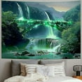 thumbnail image 2 of PRATYUS Galaxy Mountains Space Tapestry Wall Hanging, Aurora Polaris Nature Waterfall Landscape Wall Art Tapestry, Green Northern Lights Backdrop for Bedroom Living Room  Painting, 2 of 6