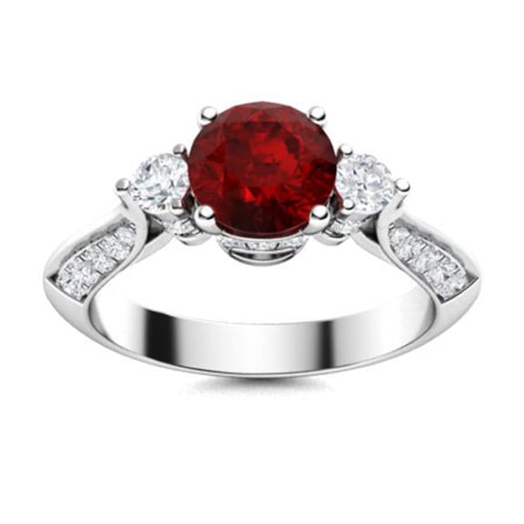 5MM Round Garnet 925 Sterling Silver Valentines Day Gifts Ring Jewelry Gift