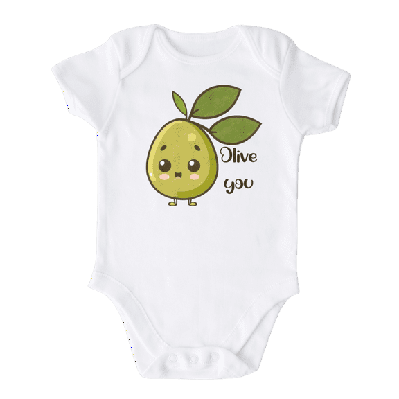 Olive You Baby Bodysuit, Newborn Outfit, Baby Clothes, Gift for Children 18m White