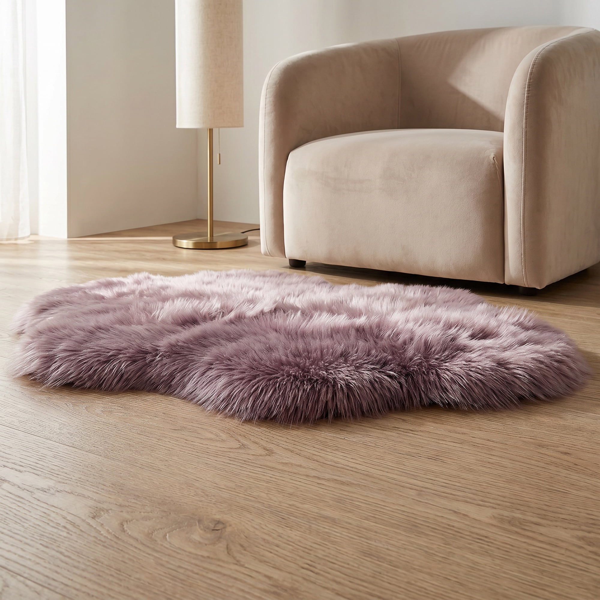 Unique Bargains Soft Shaggy Area Rug Washable Fluffy Bedroom Rug Non Slip 35" x 24" Purple