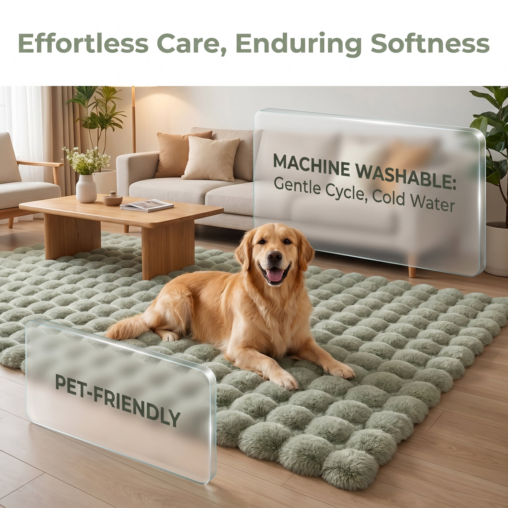 Unique Bargains Geometric Absorbent Shaggy Area Rug Non-Slip Plush Carpet 35" x 24" Green