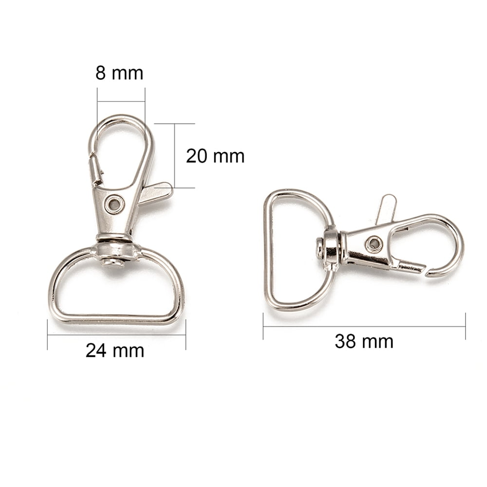 Zinc Alloy Swivel D Rings Lobster Claw Clasps Swivel Snap Hook Platinum 38x24mm Hole: 8x20mm for DIY