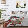 thumbnail image 3 of Christmas Snowman Comforter Set Queen Size, Winter Xmas Box Bird Snowflakes Grey Soft Bedding Set for Man Woman, 4 Pieces Duvet Cover Set with Fitted Sheet, 2 Pillowcases, 3 of 9