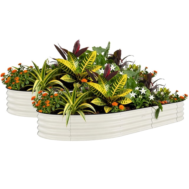 GloryStar Set of 2 Outdoor Raised Garden Beds, Deep Durable Planter Boxes with Quick, Tool-Free Assembly