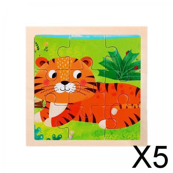 5x Animales Coloridos, Juguetes de Aprendizaje para Educación Temprana para Niños, Rompecabezas con Forma de Animal de Dibujos Animados, Juguete Monte 5 piezas