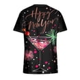 thumbnail image 5 of Luxalzxs Womens New Years Eve Scrub Tops Short Sleeve V-Neck Happy New Year Print Blouse Nursing Uniform Workwear, 5 of 5