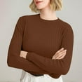 thumbnail image 4 of Women's Pullover Sweater Women'S Autumn And Winter Round Neck Stripe Bottoming Shirt Fashion Versatile Sweater Solid Soft Sweater, Women's Pullover Sweater XL, 4 of 8