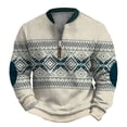 thumbnail image 2 of Wancir Mens 1/4 Zipper Fleece Sherpa Pullover Sweatshirt Ethnic Aztec Printed Fall Winter Unisex Hoodie Tops, 2 of 3