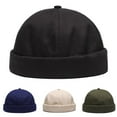 thumbnail image 4 of Dress Choice Quick Dry Brimless Hat Lightweight Cap Sailor Rolled Cuff Harbour Hat Casual Skull Docker Beanie Cap for Men Women, 4 of 8