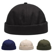 Dress Choice Quick Dry Brimless Hat Lightweight Cap Sailor Rolled Cuff Harbour Hat Casual Skull Docker Beanie Cap for Men Women