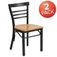 thumbnail image 3 of Flash Furniture 2 Pack HERCULES Series Black Three-Slat Ladder Back Metal Restaurant Chair - Natural Wood Seat, 3 of 8