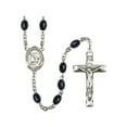 thumbnail image 1 of St. Elizabeth Ann Seton Silver-Plated Rosary 8x6mm Black Onyx Beads Crucifix Size 1 3/4 x 1 medal charm, 1 of 1