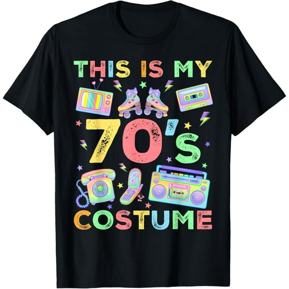 This Is My 70s Costume 70's style Seventies Retro Party T-Shirt men and women can wear, black, white, gifts