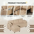 thumbnail image 5 of YODOLLA Teddy Velvet L Shaped Sofa Couch with Pull Out Bed Sectional Sleeper Sofa with Storage in Cama for Living Room with USB & Cup Holder, 5 of 10