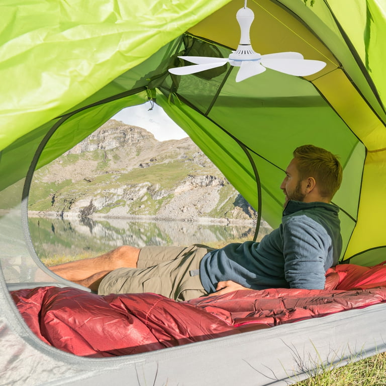White Ceiling Fan USB Portable Hanging Tent Fan for Camping