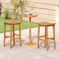 thumbnail image 4 of Gymax Outdoor Acacia Wood Bar Stools Set of 2 w/ PE Rattan Seats & Backrests, 4 of 8
