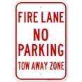 thumbnail image 1 of Fire Lane No Parking Tow Away Zone Sign, 12x18 Aluminum, 1 of 8