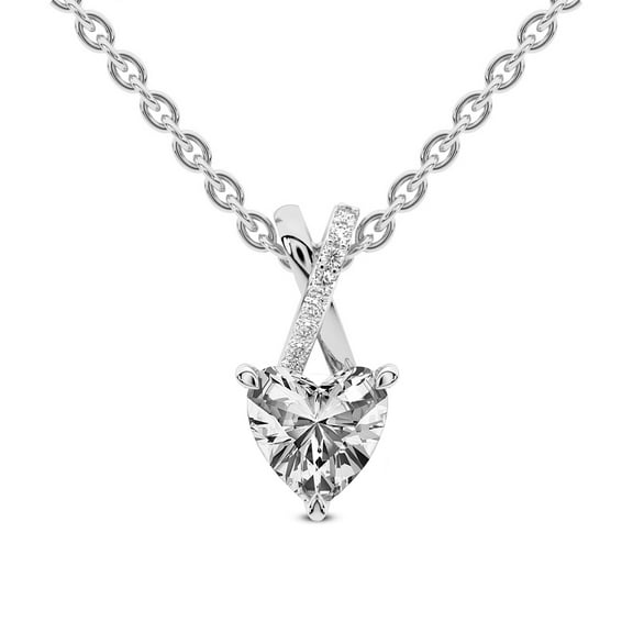 Diamond Pendant Necklace For Women | 5 Carat IGI Certified Heart Shape Lab Grown Diamond | Lou Slider Lab Diamond Pendant Necklace In 14K White Gold | FG-VS1-VS2 Quality | Friendly Diamonds