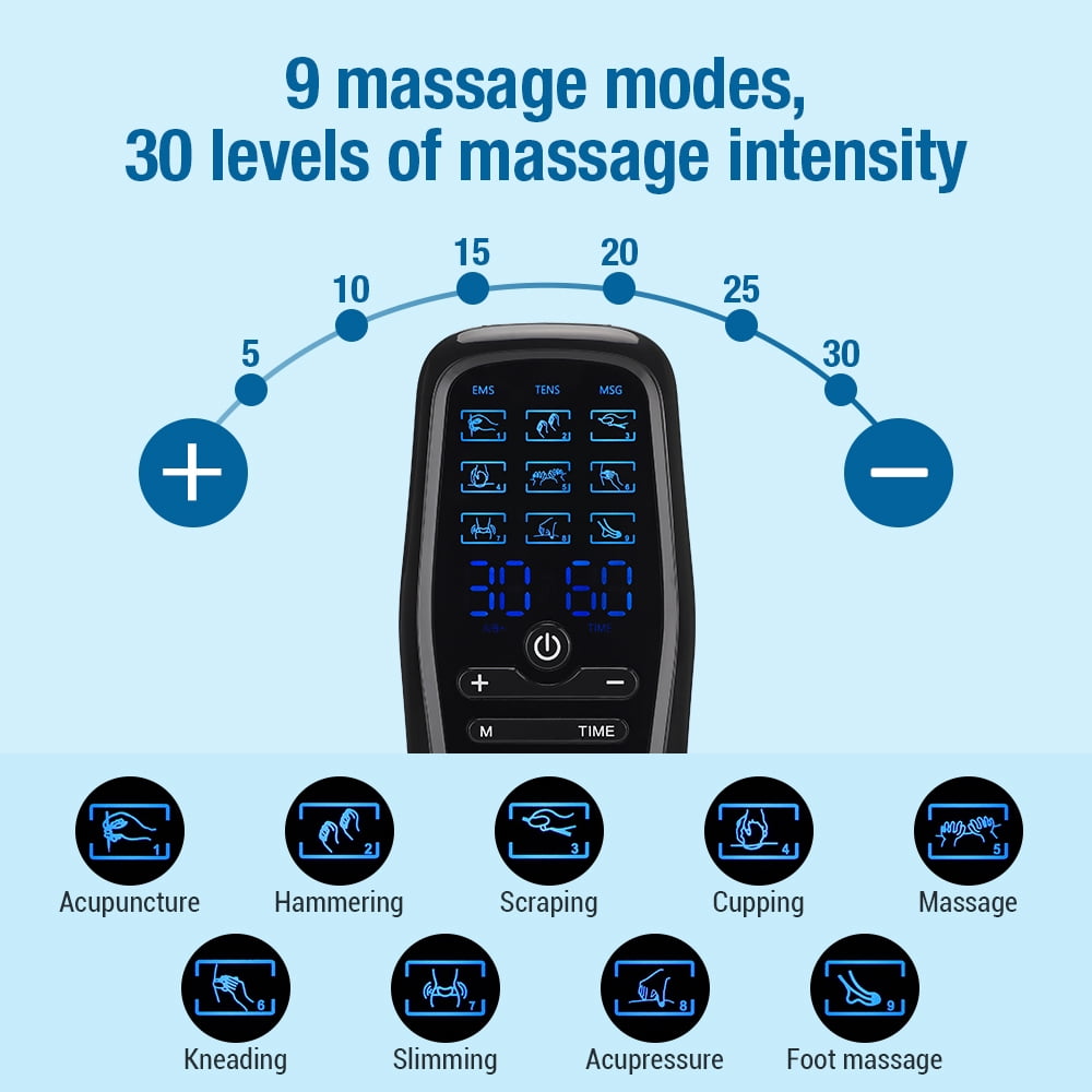 Electrode Pads for Back Neck Massager , Electronic Pulse Massager Dual Channel with 10 Reusable Shoulder and Neck Massage Patch, Portable Machine Massager Tens Unit Replacement Pads Black