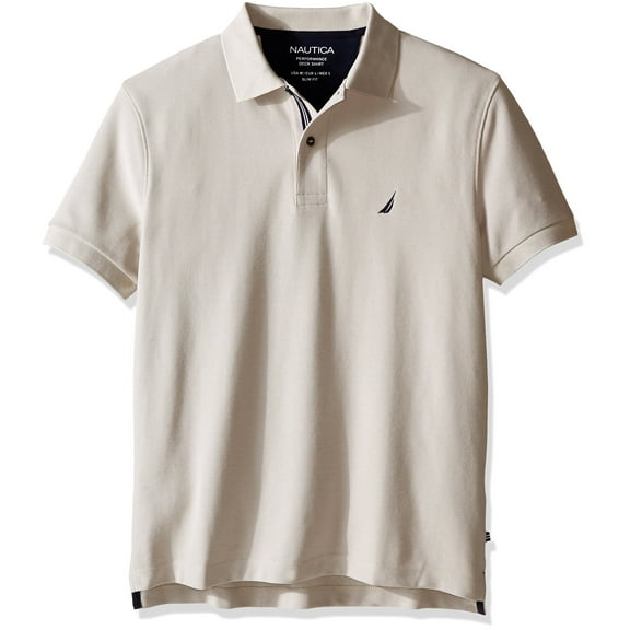 Nautica NEW Beige Slim-Fit Men Size Small S Performance Deck Polo Shirt