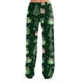 thumbnail image 4 of Women's Fashion Loose Casual Christmas Snowman Print Pants with Drawstring Elastic Waist, Comfortable Sleepwear and Loungewear Trousers for Home,Green,L, 4 of 7