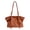 brown, variant on Vintage PU Tote Bag for Women, Double Buckle & Metal Ring Detail, Zipper Closure & Reinforced Base, Large Capacity Shoulder Handheld Commuter Bag (14.2" x 9.8" x 5.1", 0.68 lb)