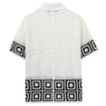 thumbnail image 5 of Kakii Men's Crochet Knit Button Down Shirt Short Sleeve Sheer Collared Beach Shirt Top, 5 of 9
